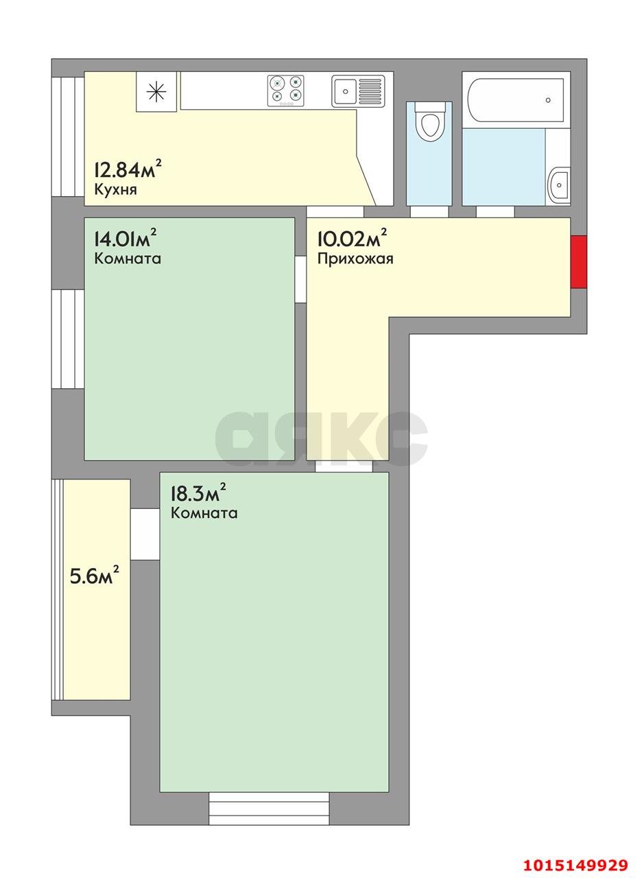 Фото №18: 2-комнатная квартира 65 м² - Краснодар, жилой комплекс Сокольники, ул. имени М.Е. Соколова, 86к2