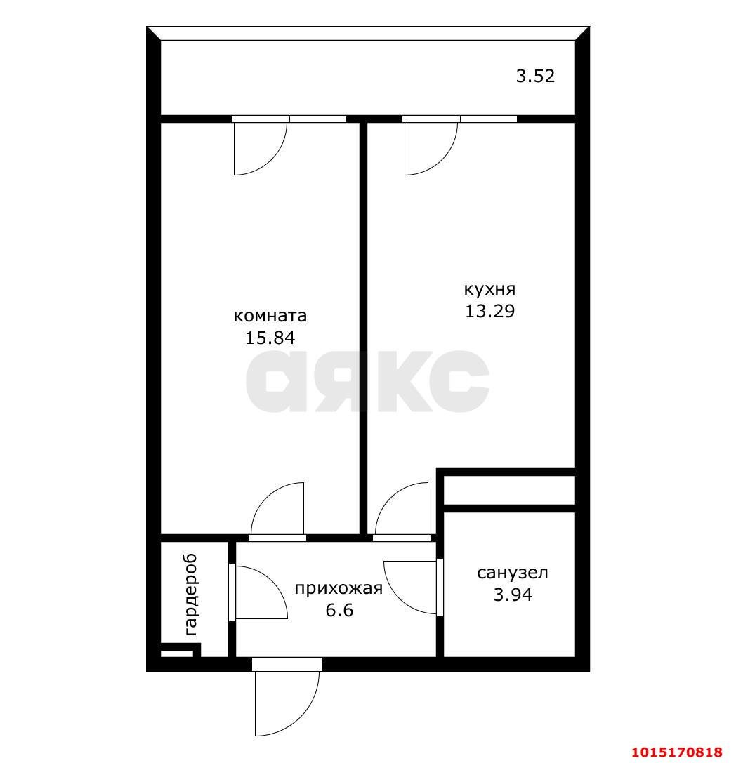 Фото №10: 1-комнатная квартира 45 м² - Краснодар, жилой комплекс Фамилия