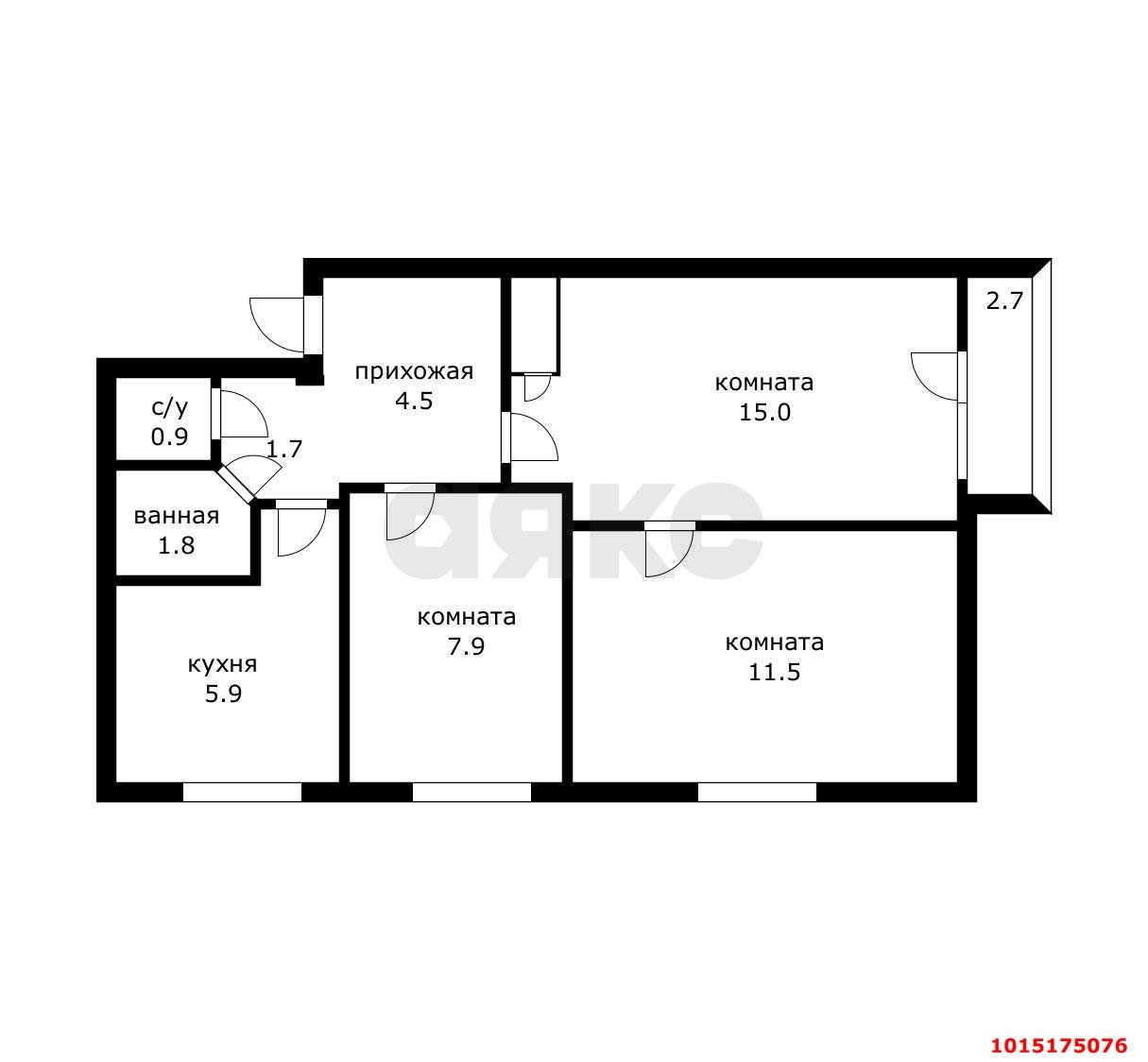 Фото №14: 3-комнатная квартира 53 м² - Краснодар, Центральный, ул. Коммунаров, 205