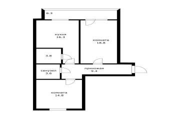 Фото №2: 2-комнатная квартира 74 м² - Краснодар, мкр. Завод Радиоизмерительных Приборов, ул. 1 Мая, 394