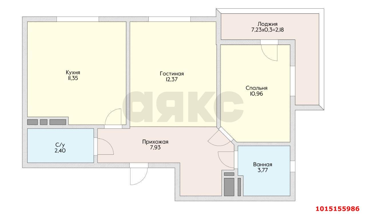 Фото №10: 2-комнатная квартира 56 м² - Краснодар, Прикубанский внутригородской округ, мкр. жилой комплекс Облака, ул. имени Генерала Корнилова, 9к1