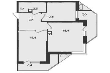 Фото №1: 2-комнатная квартира 70 м² - Краснодар, мкр. ЖК Рекорд, 