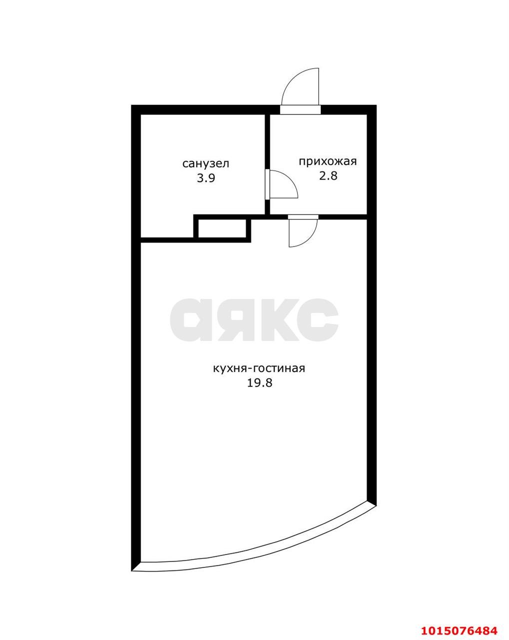 Фото №9: Студия 26 м² - Краснодар, жилой комплекс Самолёт-6, ул. Ивана Беличенко, 90