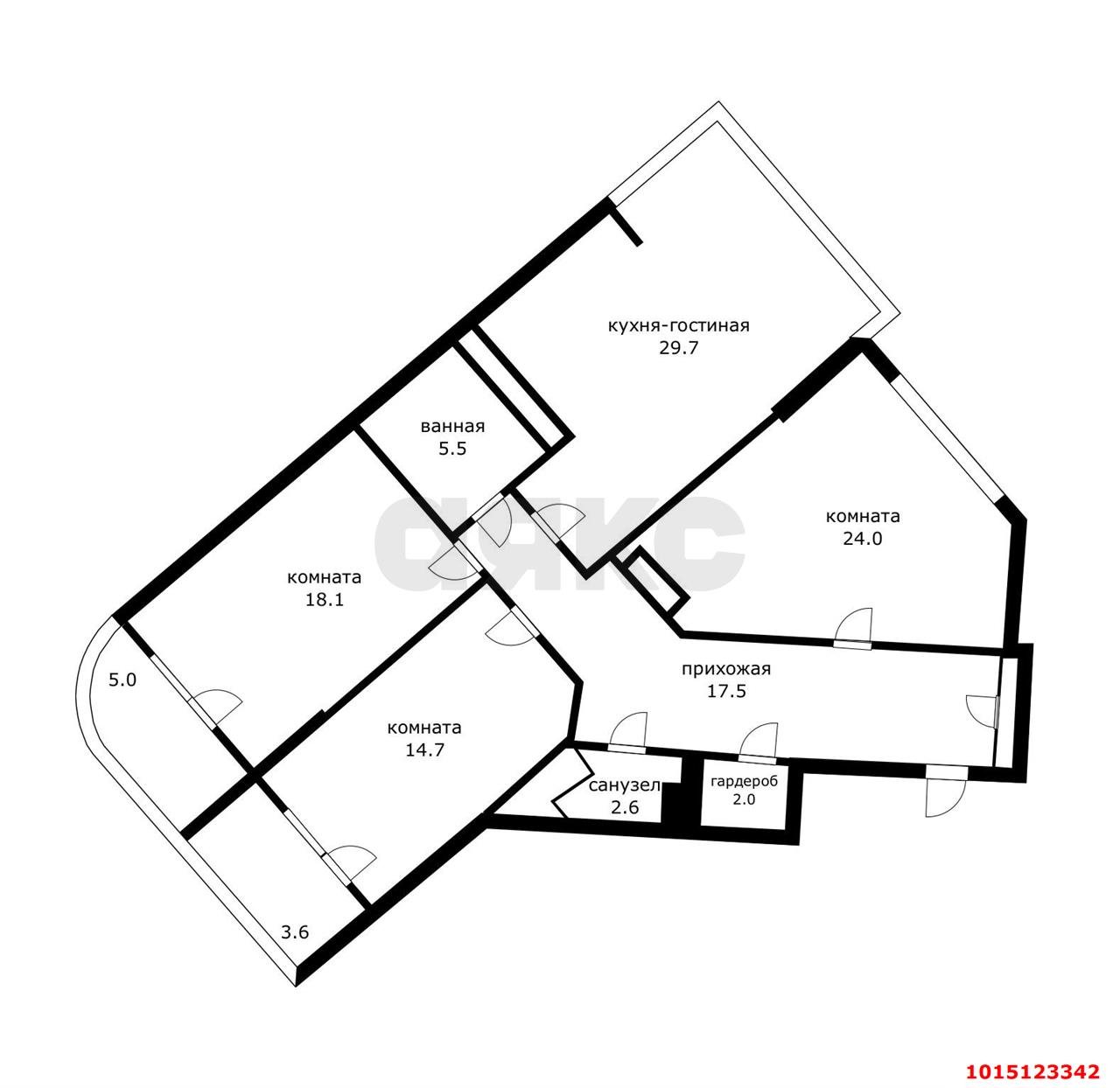 Фото №6: 3-комнатная квартира 113 м² - Краснодар, жилой комплекс Черёмушки, ул. Кубанская, 45к2