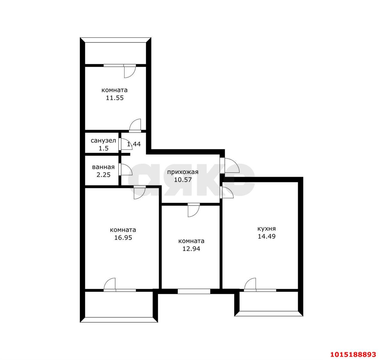 Фото №13: 3-комнатная квартира 74 м² - Краснодар, Юбилейный, ул. Рождественская набережная, 23