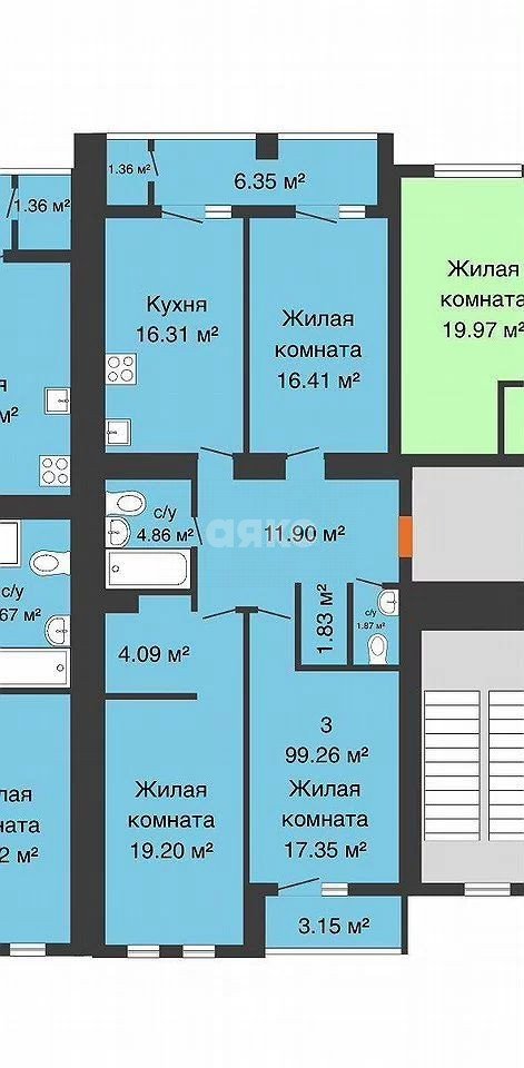 Фото №11: 3-комнатная квартира 95 м² - Ростов-на-Дону, жилой комплекс Измаильский Экоквартал, пер. Измаильский, 39А