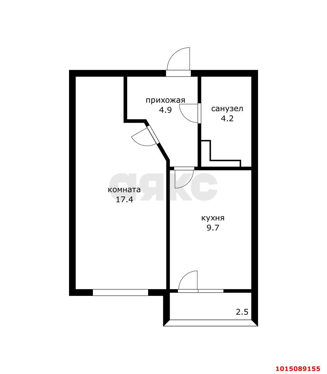 Фото №7: 1-комнатная квартира 36 м² - Краснодар, жилой комплекс Символ, ул. Командорская, 9/2