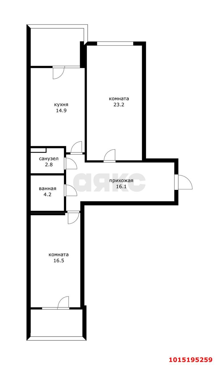 Фото №14: 2-комнатная квартира 77 м² - Краснодар, Прикубанский внутригородской округ, 40 лет Победы, мкр. жилой комплекс Достоевский, ул. Достоевского, 84/1