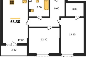 Фото №1: 2-комнатная квартира 63 м² - Майкоп, мкр. ЖК Звезды, 