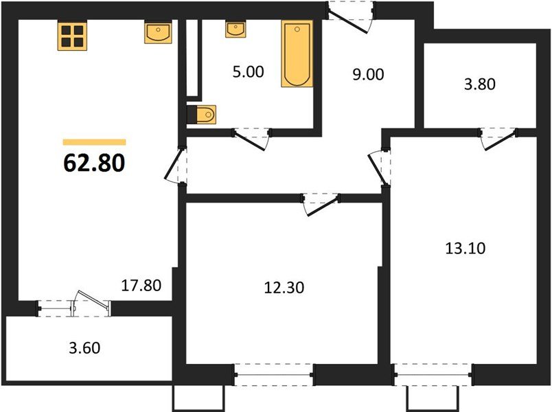 Фото №1: 2-комнатная квартира 62 м² - Майкоп
