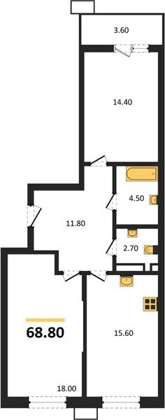 Фото №1: 2-комнатная квартира 68 м² - Майкоп
