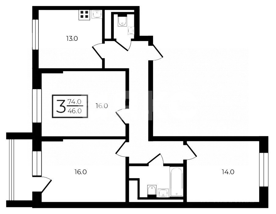 Фото №12: 3-комнатная квартира 74 м² - Москва, 11-й квартал, ул. Краснодарская, 6