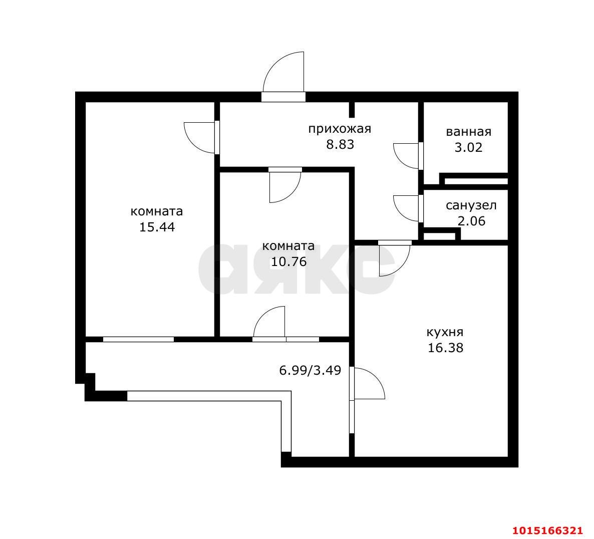 Фото №14: 2-комнатная квартира 64 м² - Краснодар, ЖК Урал, Карасунский внутригородской округ, Камвольно-суконный Комбинат, мкр. жилой комплекс Ural, ул. Уральская, 87/7