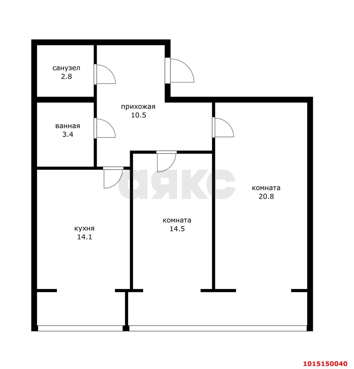 Фото №10: 2-комнатная квартира 68 м² - Краснодар, Прикубанский внутригородской округ, Завод Радиоизмерительных Приборов, жилой комплекс Культурный, мкр. Музыкальный, ул. имени Сергея Есенина, 80