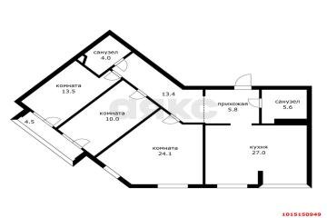 Фото №5: 3-комнатная квартира 109 м² - Краснодар, мкр. ЖК Зелёный Квартал, ул. Селезнёва, 4/10