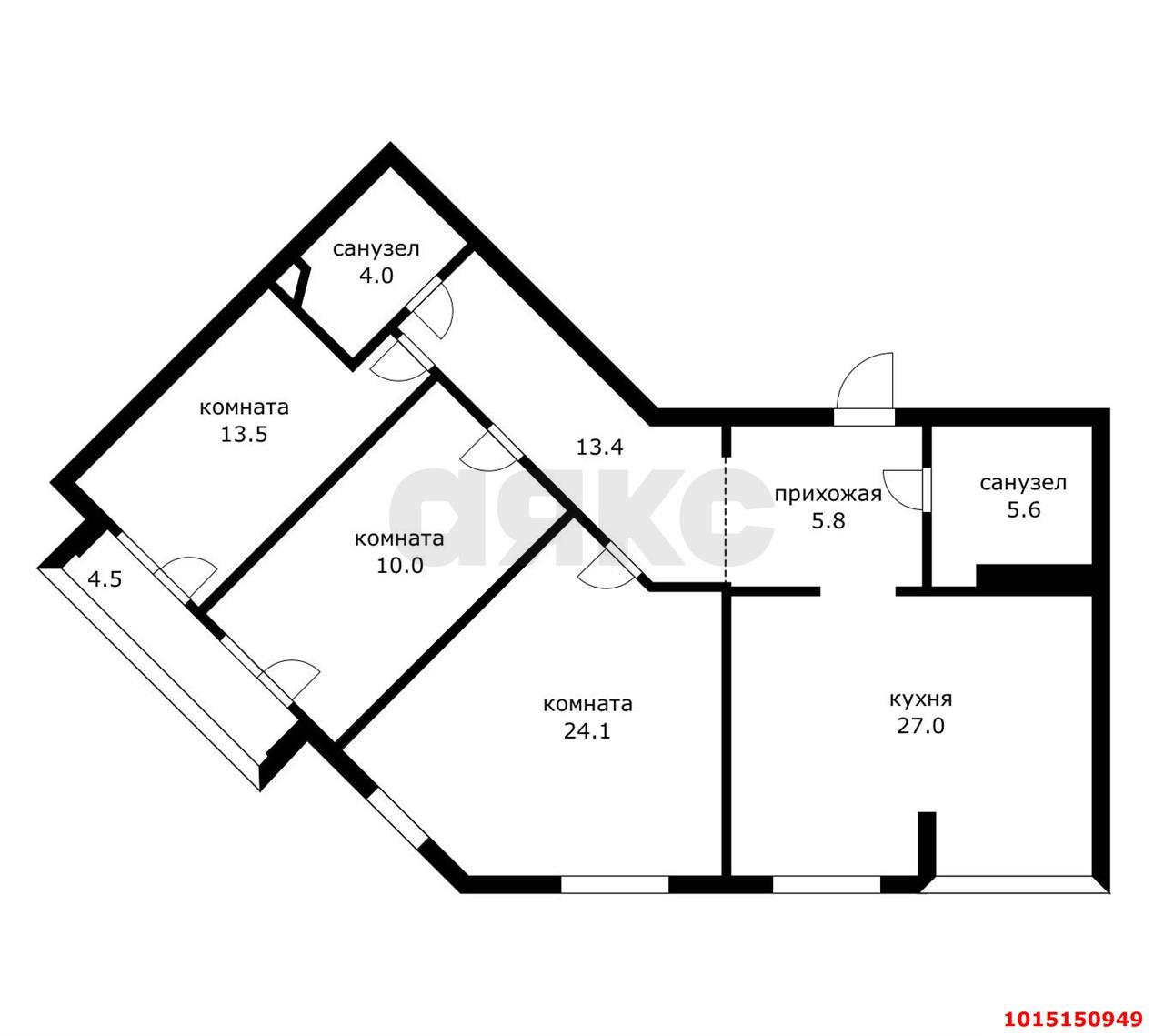 Фото №5: 3-комнатная квартира 114 м² - Краснодар, ЖК Зелёный Квартал, ул. Селезнёва, 4/10