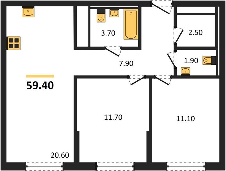 Фото №1: 2-комнатная квартира 59 м² - Краснодар, квартал Самолёт, жилой комплекс Самолёт-7, мкр. Прикубанский внутригородской округ