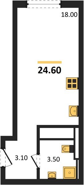 Фото №1: Студия 24 м² - Краснодар, квартал Самолёт, жилой комплекс Самолёт-7, мкр. Прикубанский внутригородской округ