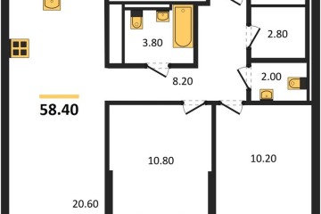 Фото №1: 2-комнатная квартира 58 м² - Краснодар, мкр. Прикубанский внутригородской округ, 