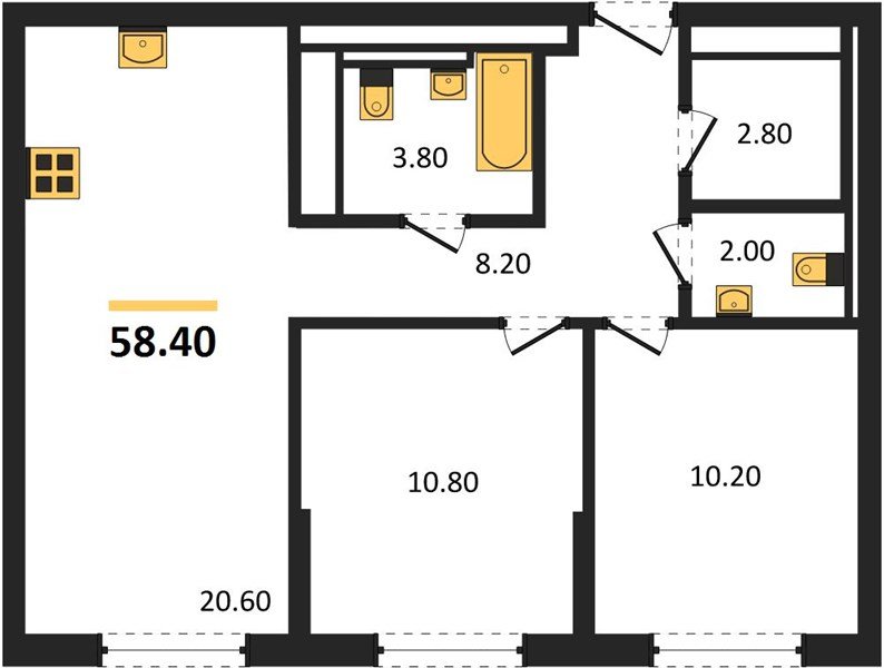 Фото №1: 2-комнатная квартира 58 м² - Краснодар, квартал Самолёт, жилой комплекс Самолёт-7, мкр. Прикубанский внутригородской округ