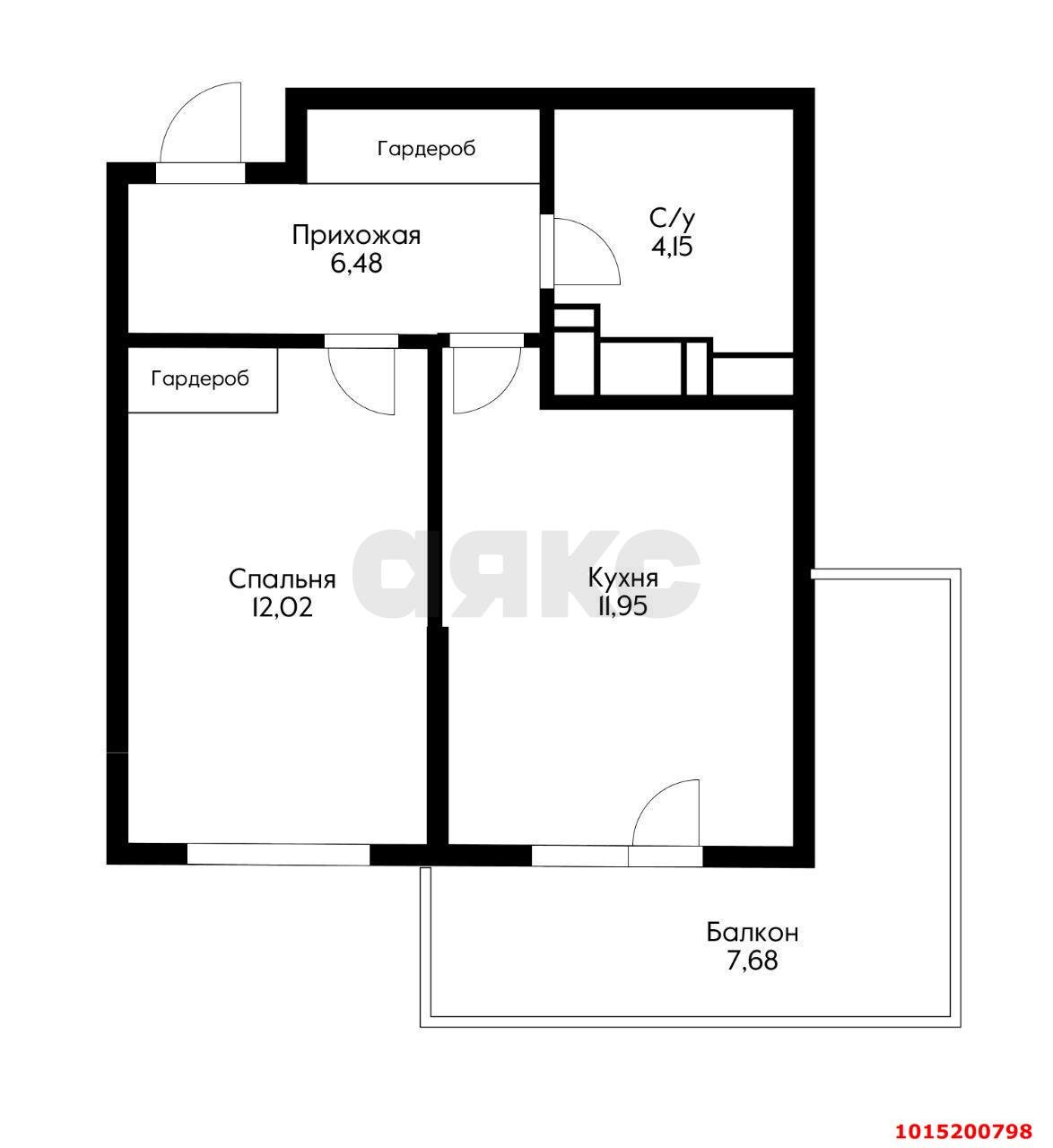 Фото №12: 1-комнатная квартира 42 м² - Краснодар, жилой комплекс Облака, ул. имени Генерала Корнилова, 10к1