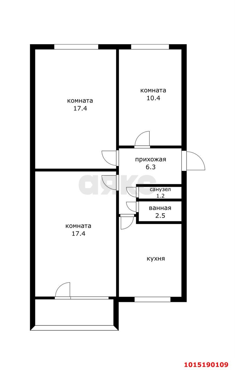 Фото №10: 3-комнатная квартира 61 м² - Краснодар, Фестивальный, ул. Атарбекова, 15