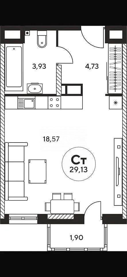 Фото №11: Студия 28 м² - Ростов-на-Дону, ЖК Гринсайд, ул. Нансена, 109/5