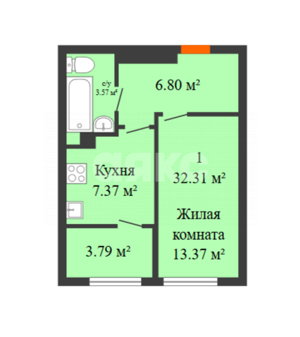 Фото №7: 1-комнатная квартира 32 м² - Ростов-на-Дону, жилой комплекс Донская Слобода, ул. Привокзальная, 3/1