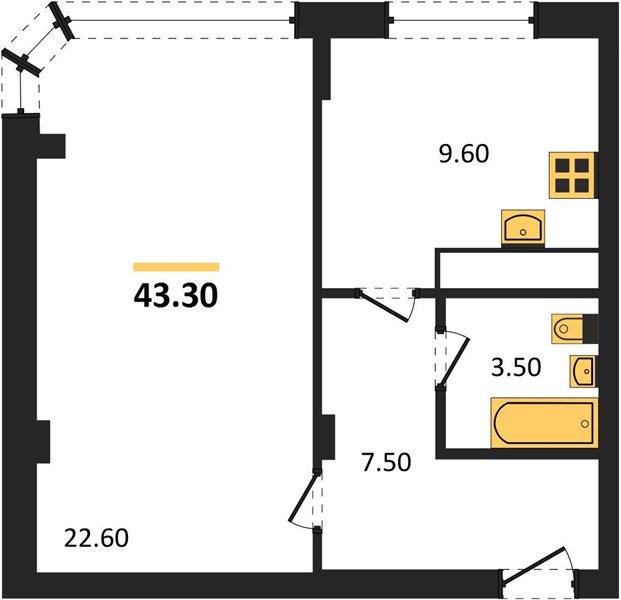 Фото №1: 1-комнатная квартира 43 м² - Яблоновский, ул. Гагарина, 148/4к2