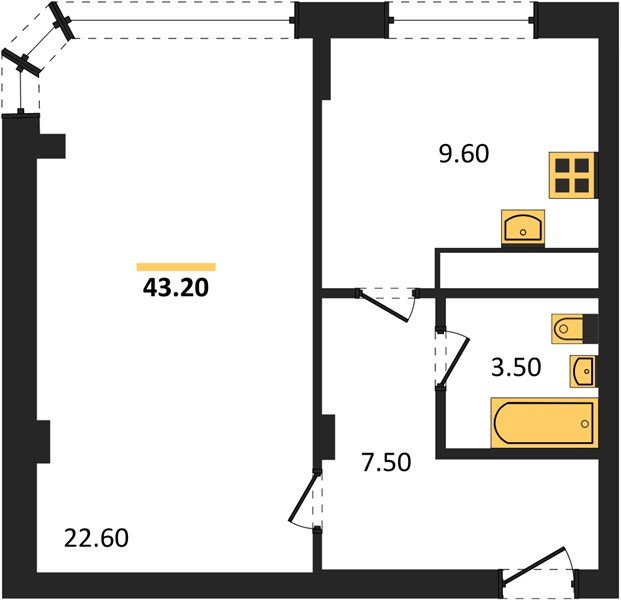 Фото №1: 1-комнатная квартира 43 м² - Яблоновский, ул. Гагарина, 148/4к2