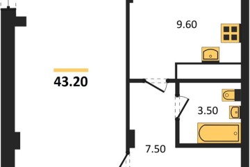 Фото №1: 1-комнатная квартира 43 м² - Яблоновский, ул. Гагарина, 148/4к2