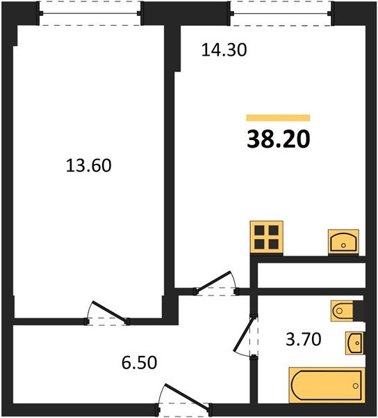 Фото №1: 1-комнатная квартира 38 м² - Яблоновский, ул. Гагарина, 148/4к2
