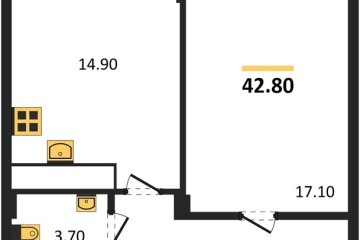 Фото №1: 1-комнатная квартира 42 м² - Яблоновский, ул. Гагарина, 148/4к2