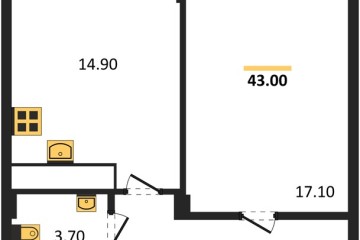 Фото №1: 1-комнатная квартира 42 м² - Яблоновский, ул. Гагарина, 148/4к2