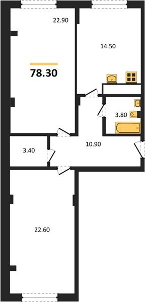 Фото №1: 2-комнатная квартира 78 м² - Яблоновский, ул. Гагарина, 148/4к2