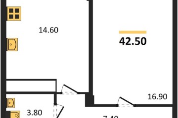 Фото №1: 1-комнатная квартира 42 м² - Яблоновский, ул. Гагарина, 148/4к2
