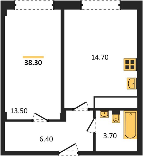Фото №1: 1-комнатная квартира 38 м² - Яблоновский, ул. Гагарина, 148/4к2