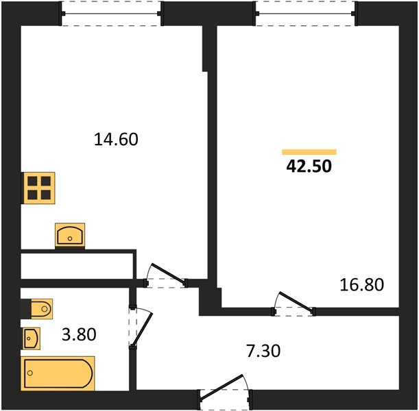 Фото №1: 1-комнатная квартира 42 м² - Яблоновский, ул. Гагарина, 148/4к2