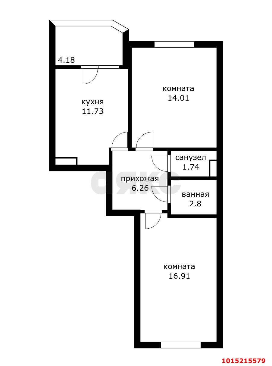 Фото №6: 2-комнатная квартира 57 м² - Краснодар, Достояние, ул. Григория Булгакова, 13к1