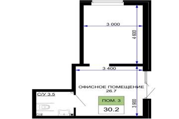 Фото №3: Коммерция 29 м² - Краснодар, мкр. жилой комплекс Дыхание, ул. Лётчика Позднякова, 2к27