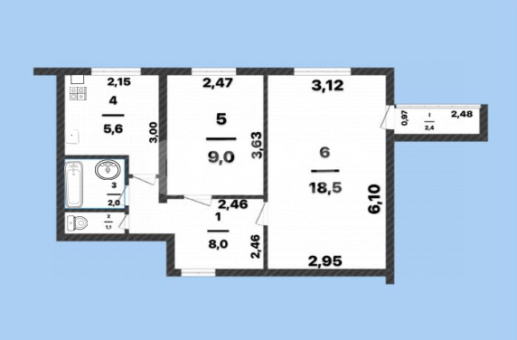 Фото №14: 2-комнатная квартира 46 м² - Луганск, Жовтневый, мкр. квартал 50-летия Октября, 2