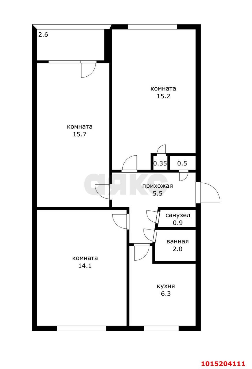 Фото №14: 3-комнатная квартира 60 м² - Краснодар, имени Н.И. Вавилова, ул. имени Калинина, 74