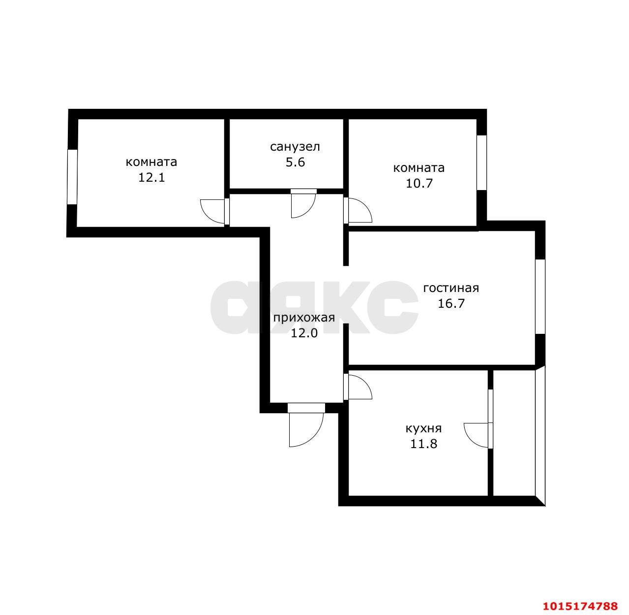 Фото №14: 3-комнатная квартира 71 м² - Краснодар, ЖК Перспектива, Прикубанский внутригородской округ, Панорама, мкр. жилой комплекс Перспектива, ул. Героев-Разведчиков, 8к3