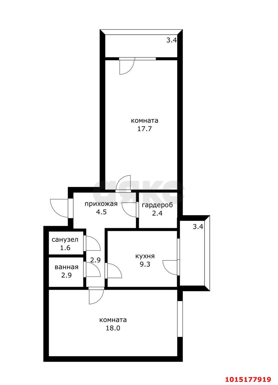 Фото №17: 2-комнатная квартира 59 м² - Российский, Прикубанский внутригородской округ, ул. Куликова Поля, 5