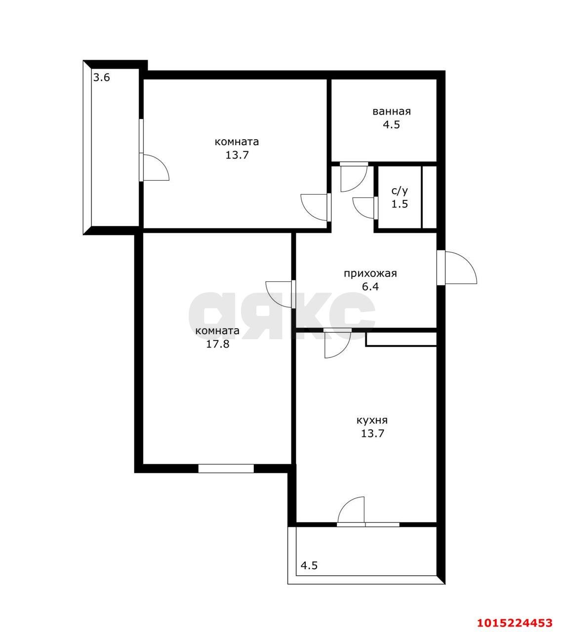 Фото №12: 2-комнатная квартира 65 м² - Краснодар, жилой комплекс Бауинвест, ул. имени 40-летия Победы, 184к2