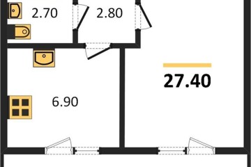 Фото №1: 1-комнатная квартира 27 м² - Новая Адыгея, мкр. жилой комплекс Дарград, 