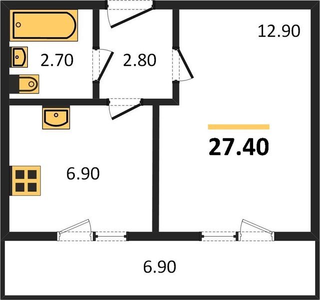 Фото №1: 1-комнатная квартира 27 м² - Новая Адыгея, жилой комплекс Дарград