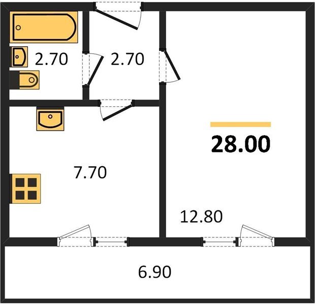 Фото №1: 1-комнатная квартира 28 м² - Новая Адыгея, жилой комплекс Дарград