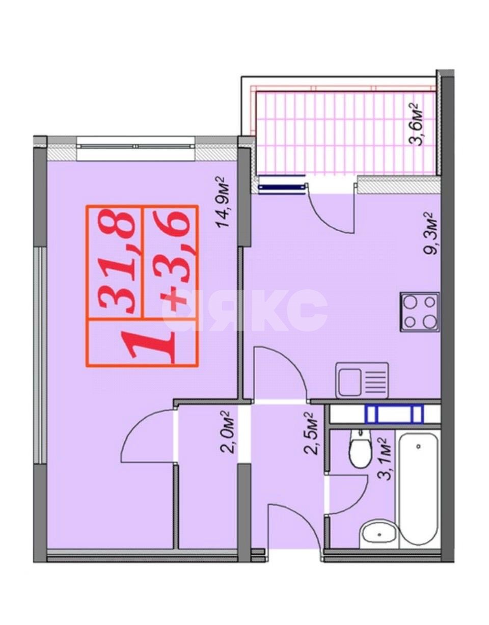 Фото №13: 1-комнатная квартира 35 м² - Анапа, 3Б, ул. Владимирская, 150