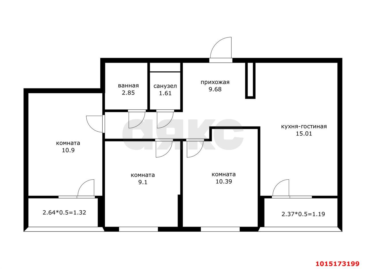 Фото №12: 3-комнатная квартира 60 м² - Краснодар, жилой комплекс Новые Сезоны, ул. Скандинавская, 1к11